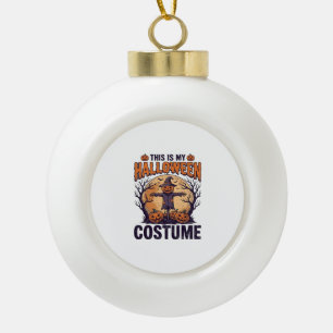 Funny Halloween Costume Pumpkin Witch Shirt Design Ceramic Ball Christmas Ornament