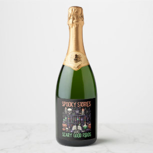 Funny Halloween Costume Reading Books Trick Sparkling Wine Label