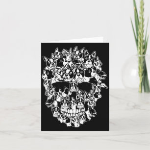 Funny Halloween Costume Skull Boston Terrier Dog Card