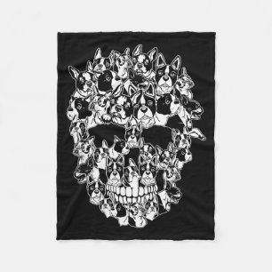 Funny Halloween Costume Skull Boston Terrier Dog Fleece Blanket