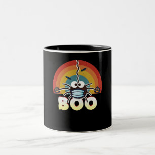 Funny Halloween Costume Spider Wearing Mask Boo Two-Tone Coffee Mug