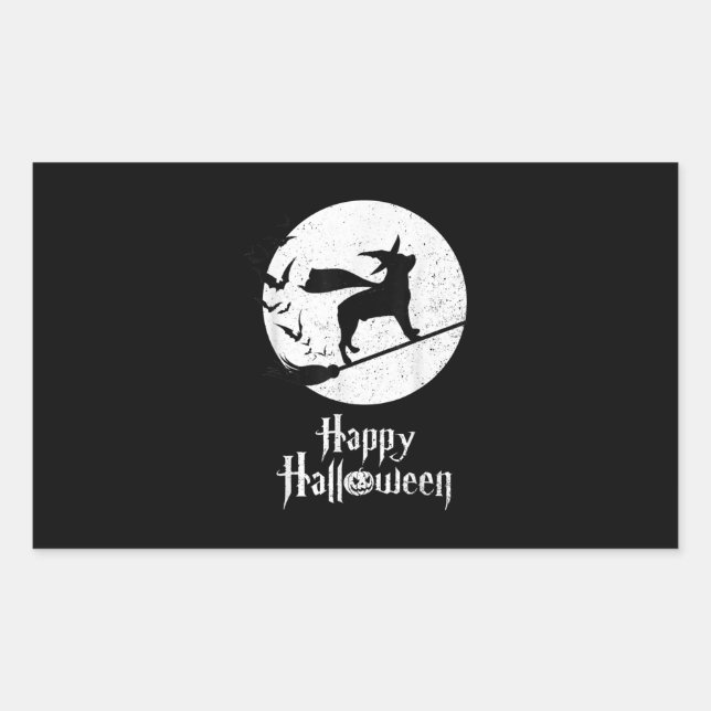 Funny Halloween Costume Witch Rottweiler Dog Lover Rectangular Sticker (Front)