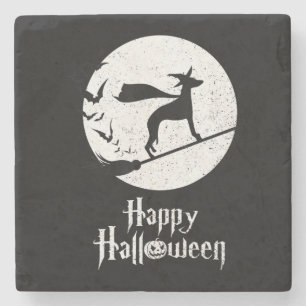 Funny Halloween Costume Witch WHIPPET Dog Lover Gi Stone Coaster