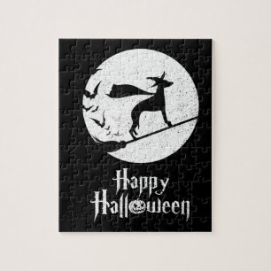 Funny Halloween Costume Witch WHIPPET Dog Lover Jigsaw Puzzle