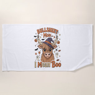Funny Halloween Cow Bullsheet I Mean Beach Towel