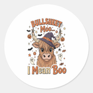 Funny Halloween Cow Bullsheet I Mean Classic Round Sticker