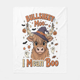 Funny Halloween Cow Bullsheet I Mean Fleece Blanket