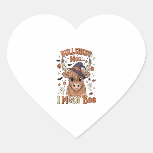 Funny Halloween Cow Bullsheet I Mean Heart Sticker