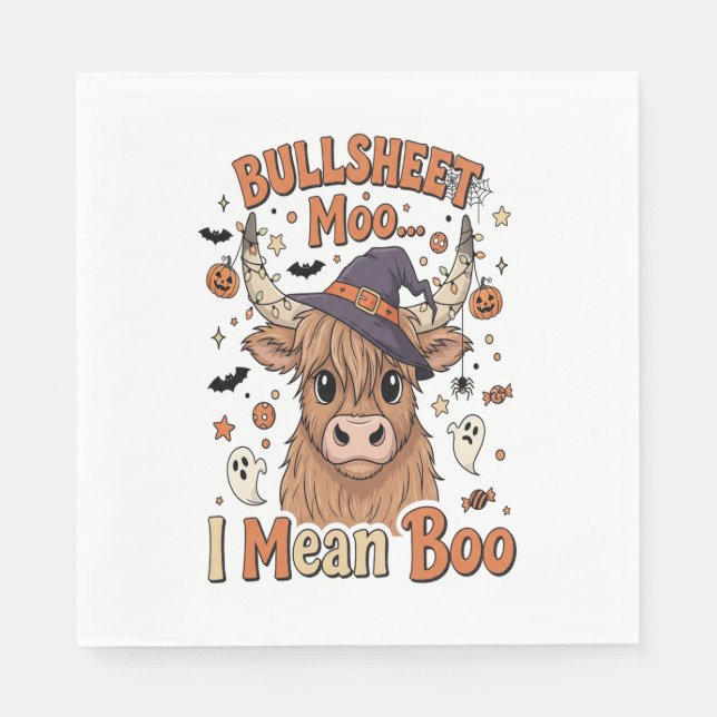Funny Halloween Cow Bullsheet I Mean Napkin (Front)