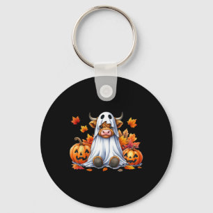 Funny Halloween Cow Ghost Spooky Pumpkin Hello Fal Key Ring