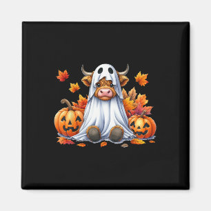 Funny Halloween Cow Ghost Spooky Pumpkin Hello Fal Magnet