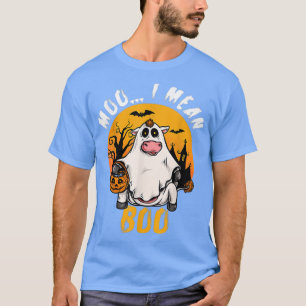 Funny Halloween Cow Moo I Mean Boo Pumpkin Farmer T-Shirt