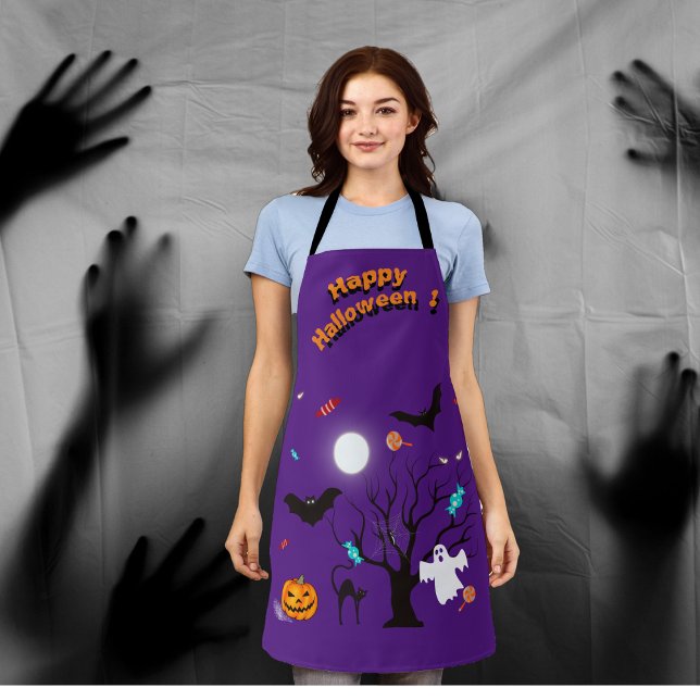 Funny Halloween creatures and candies  Apron (Creator Uploaded)