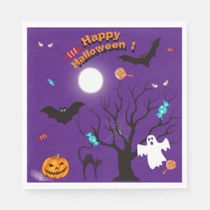 Funny Halloween creatures and candies Napkin