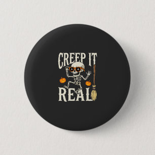 Funny Halloween Creep It Real Dancing Skeleton Des 6 Cm Round Badge