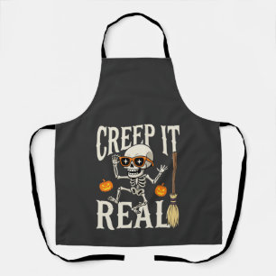 Funny Halloween Creep It Real Dancing Skeleton Des Apron