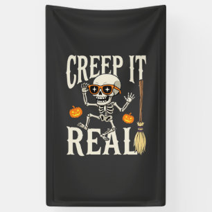 Funny Halloween Creep It Real Dancing Skeleton Des Banner