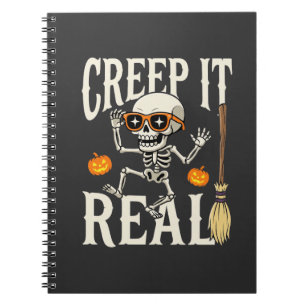 Funny Halloween Creep It Real Dancing Skeleton Des Notebook