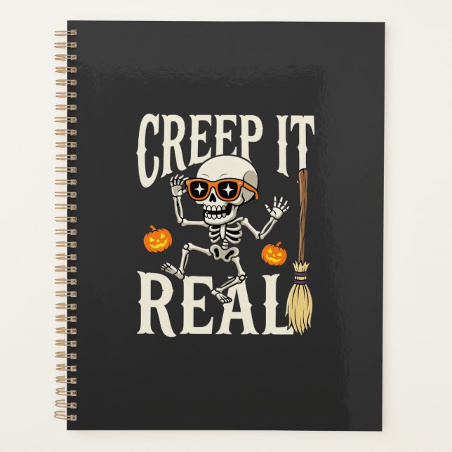 Funny Halloween Creep It Real Dancing Skeleton Des Planner (Front)