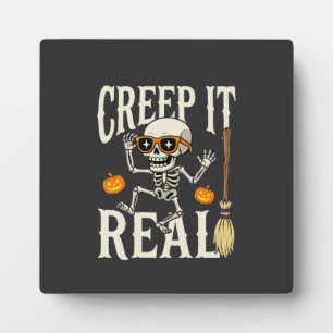 Funny Halloween Creep It Real Dancing Skeleton Des Plaque