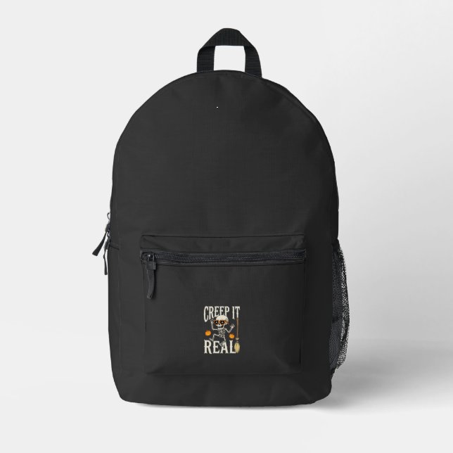 Funny Halloween Creep It Real Dancing Skeleton Des Printed Backpack (Front)