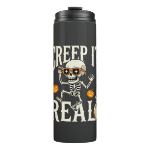 Funny Halloween Creep It Real Dancing Skeleton Des Thermal Tumbler