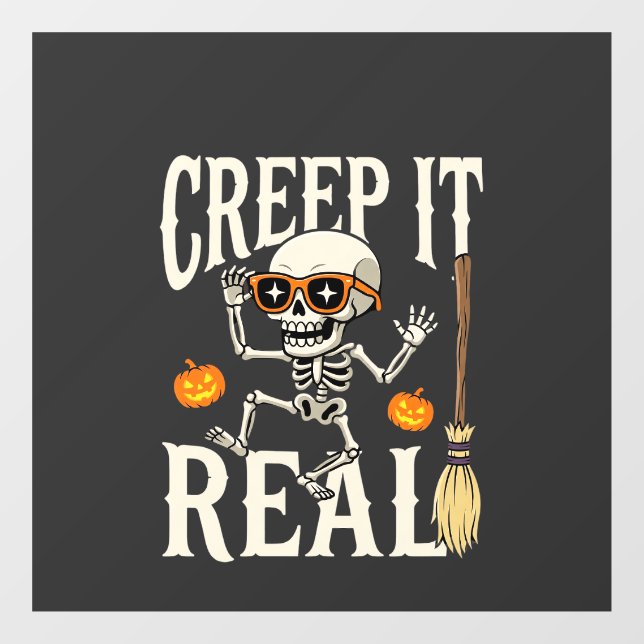 Funny Halloween Creep It Real Dancing Skeleton Des Window Cling (Sheet)