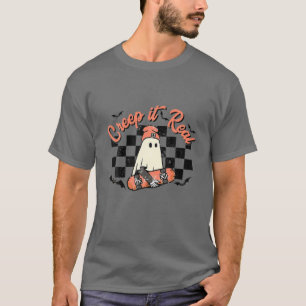 Funny Halloween Creep It Real Retro Skateboarding T-Shirt