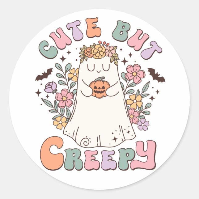 Funny Halloween Cute But Creepy  Classic Round Sticker (Front)