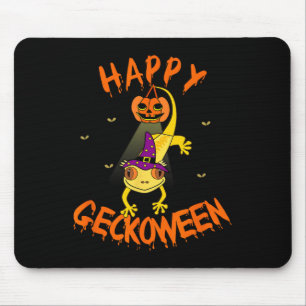 Funny Halloween Cute Crested Eyelash Gecko Pumpkin Mouse Mat