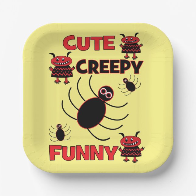 Funny Halloween Cute Spider Ghost Paper Plate (Front)