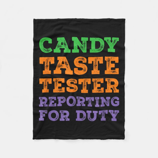 Funny Halloween Dad Joke Candy Taste Tester Fleece Blanket (Front)
