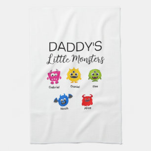 Funny Halloween Daddy's Little Monster Tea Towel
