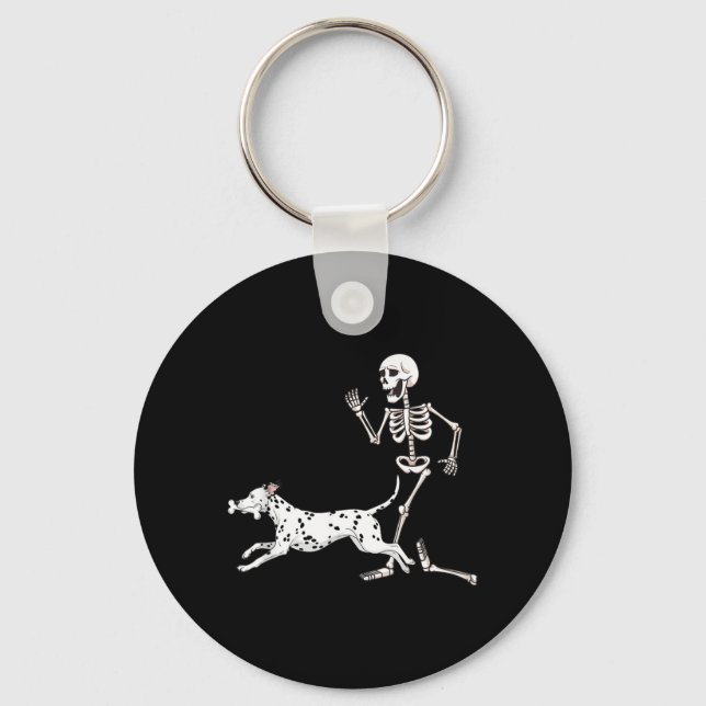 Funny Halloween Dalmatian And Skeleton Key Ring (Front)