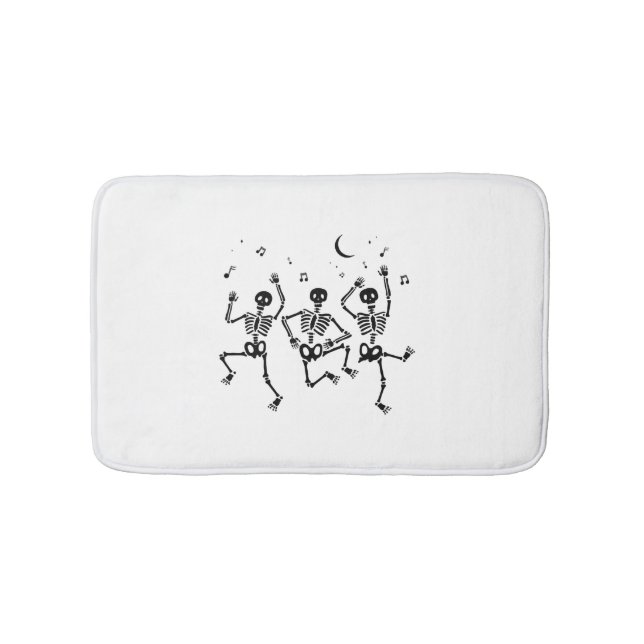 Funny Halloween Dancing Skeletons Happy Halloween Bath Mat (Front)