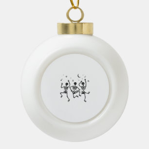 Funny Halloween Dancing Skeletons Happy Halloween Ceramic Ball Christmas Ornament