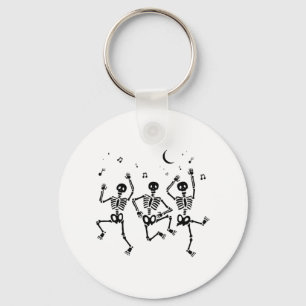 Funny Halloween Dancing Skeletons Happy Halloween Key Ring