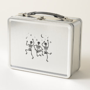 Funny Halloween Dancing Skeletons Happy Halloween Metal Lunch Box