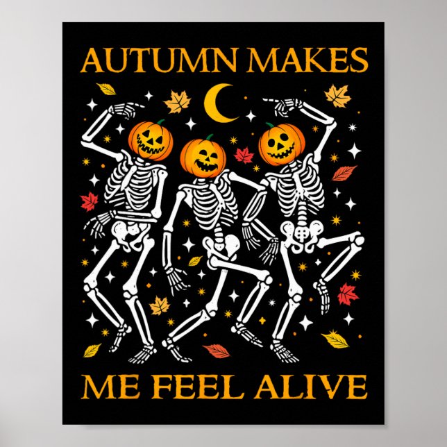 Funny Halloween Dancing Skeletons Pun Autumn Fall  Poster (Front)