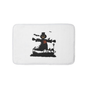 Funny halloween design with scarecrow bath mat