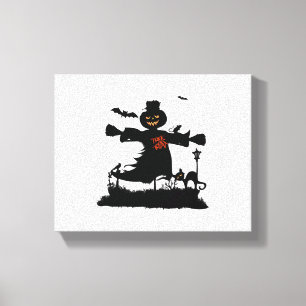 Funny halloween design with scarecrow canvas print