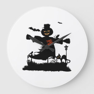 Funny halloween design with scarecrow large clock