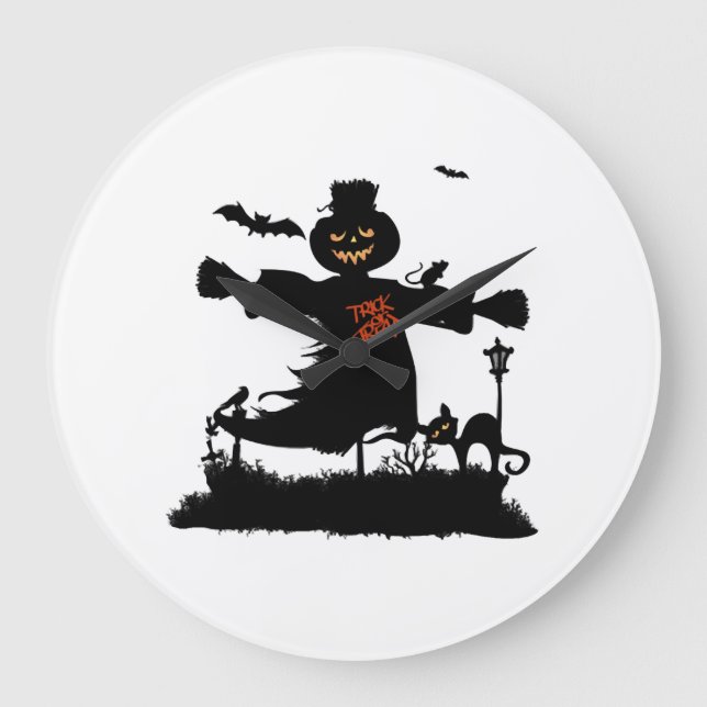 Funny halloween design with scarecrow large clock (Front)