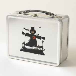 Funny halloween design with scarecrow metal lunch box