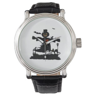 Funny halloween design with scarecrow watch