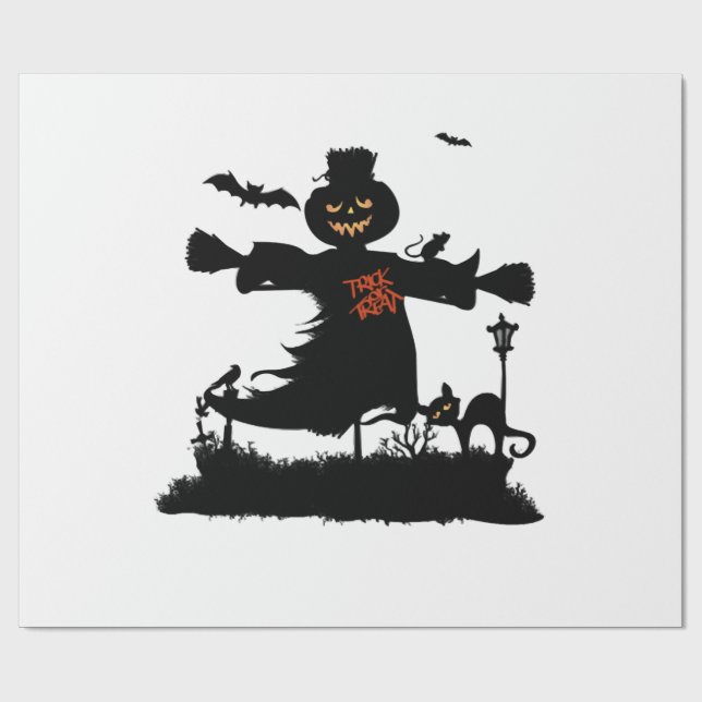 Funny halloween design with scarecrow wrapping paper (Flat)
