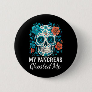 Funny Halloween Diabetes Awareness My Pancreas Gho 6 Cm Round Badge