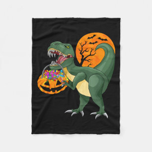 Funny Halloween Dinosaur Pumpkin Y T Rex Boys Kids Fleece Blanket