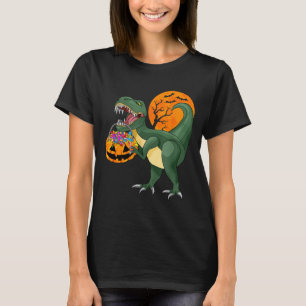 Funny Halloween Dinosaur Pumpkin Y T Rex Boys Kids T-Shirt