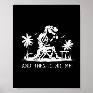 Funny Halloween Dinosaur Skeleton Costume And hit Poster